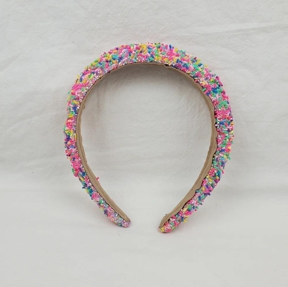 Sponge confetti wide pink multi color headband hair accessories
